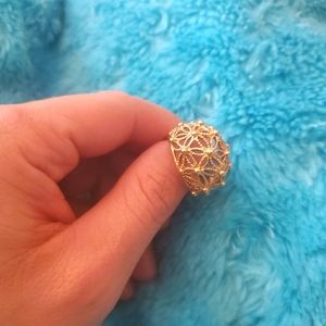 Vintage style Costume filigree , gold tone ring.